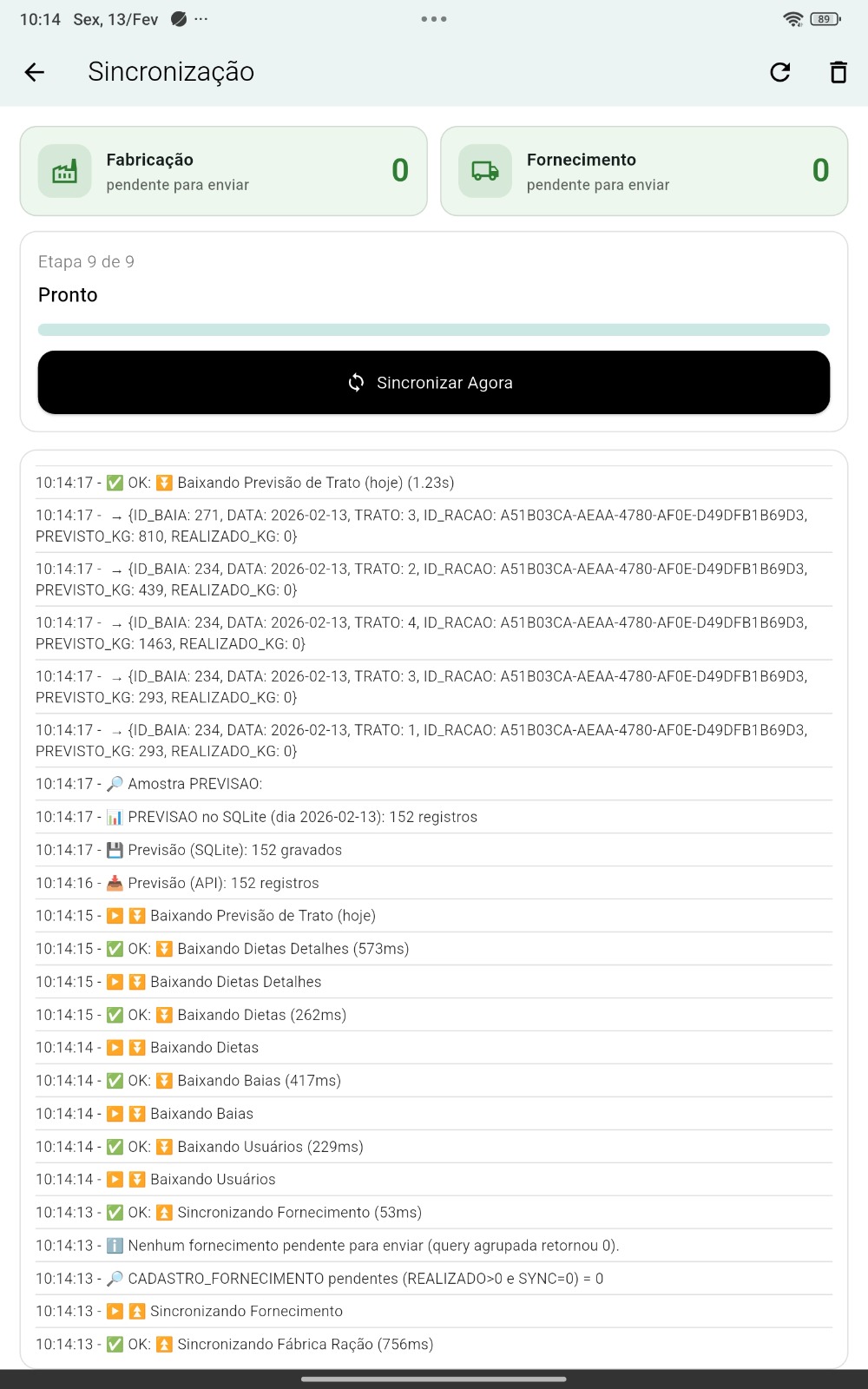 Sincronização automática de dados